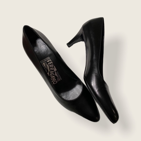 Salvatore Ferragamo Shoes - Ferragamo Classic Black Pointed Toe Pumps - 7.5AA